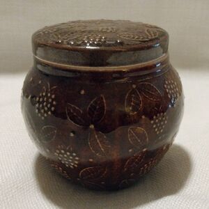Arabia Made In Finland Vintage Brown  Chymos Jam Jar w/Lid